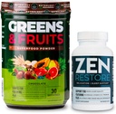 Nutrology Greens & Fruits Toz-Doğal olarak Superfood, Chocolate (30 hizmet) Zen Natural Magnezyum Supplement (30 hizmet)