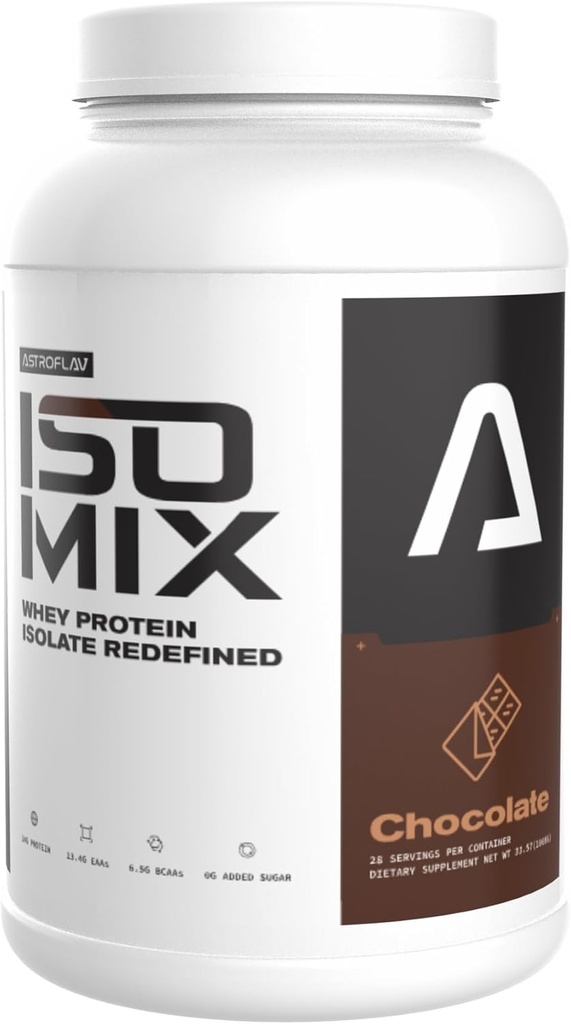 ASTROFLAV IsoMix Redefined Whey proteini Isolate Toz – 24g Protein, 0g Sugar, Low-Carb, 6.5g BCAA + 13.4g EAA – Premium Kas Recovery & Lean Muscle Growth Formula, Chocolate, Chocolate