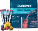 DripDrop Hydration Packets - Juicy Variety Pack - Ενιαία σερβίρετε Ηλεκτρόλυτες Powder Drink Mix - Σταφύλι, Fruit Punch, Φράουλα Λεμονάδα, Cherry - Μη ΓΤΟ, Χωρίς Γλουτένη, Vegan - 32 Sticks