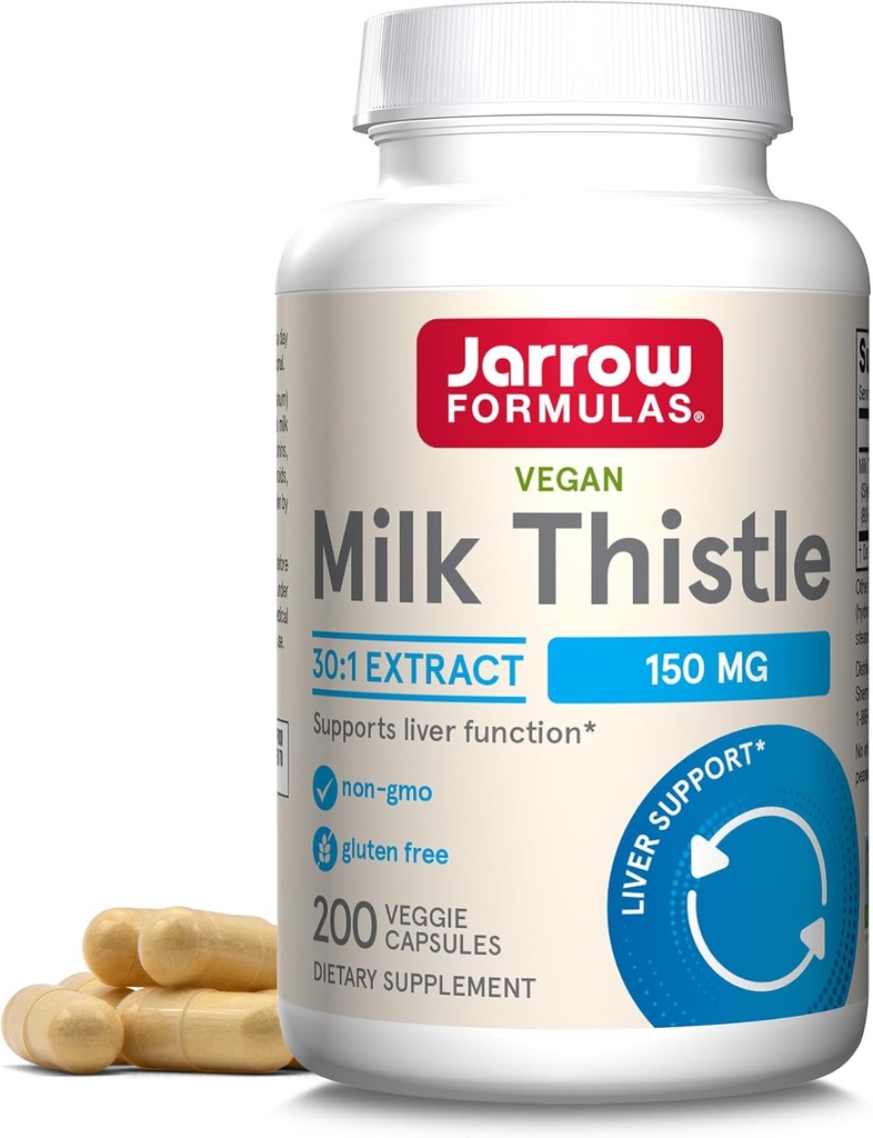 Jarow Formulas Milk Thittle 150 mg με 30:1 Standardized Silymarin Extract, Συμπλήρωμα διατροφής για την υποστήριξη της ηπατικής λειτουργίας, 200 κάψουλες λαχανικών, 66-200 ημέρες προσφοράς