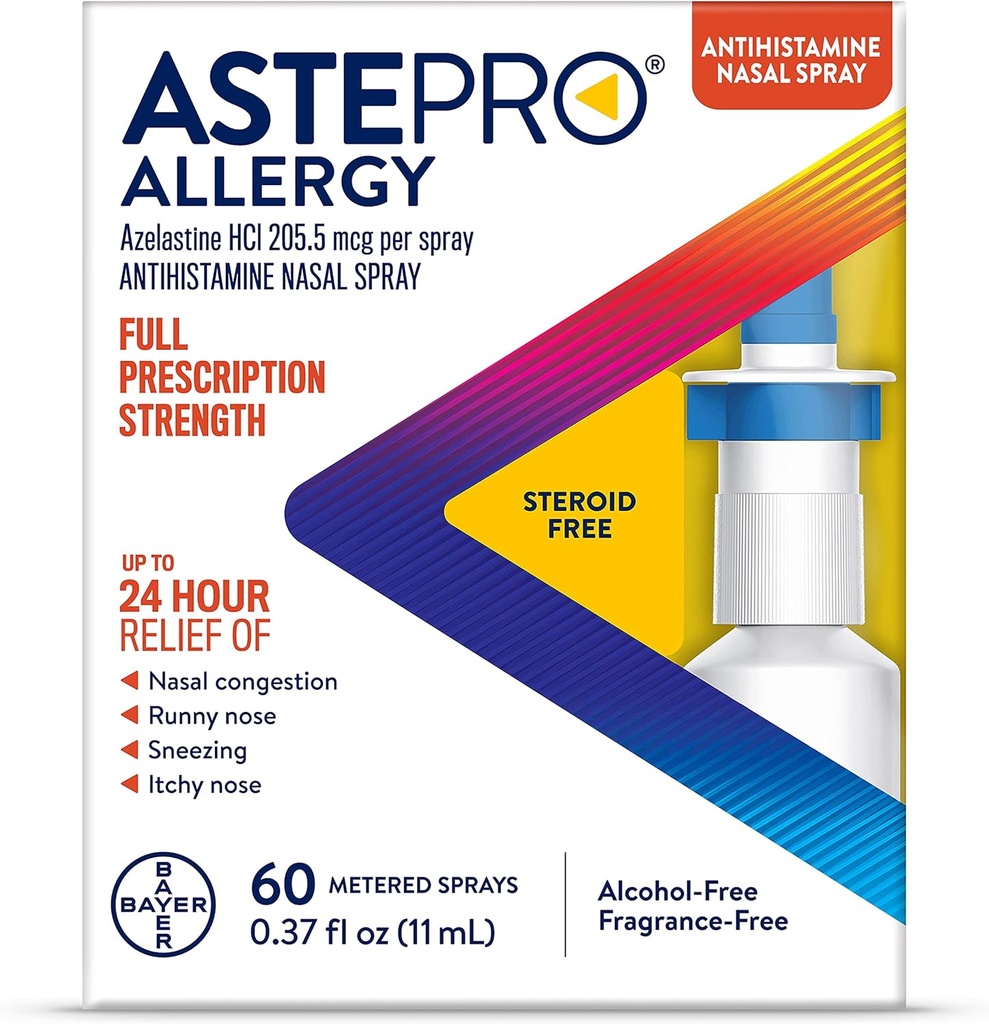 Astepro Alerji Nasal Sprey, 24 Saat Antihistamin, 60 Metreli yapıştırıcılar