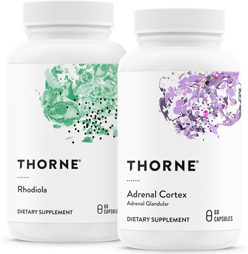 THORNE - Adaptogen & Adrenal Support Sche - Natural Solutions for Coping with Stress - Rhodiola ve Adrenal Cortex - 60 Hizmetler