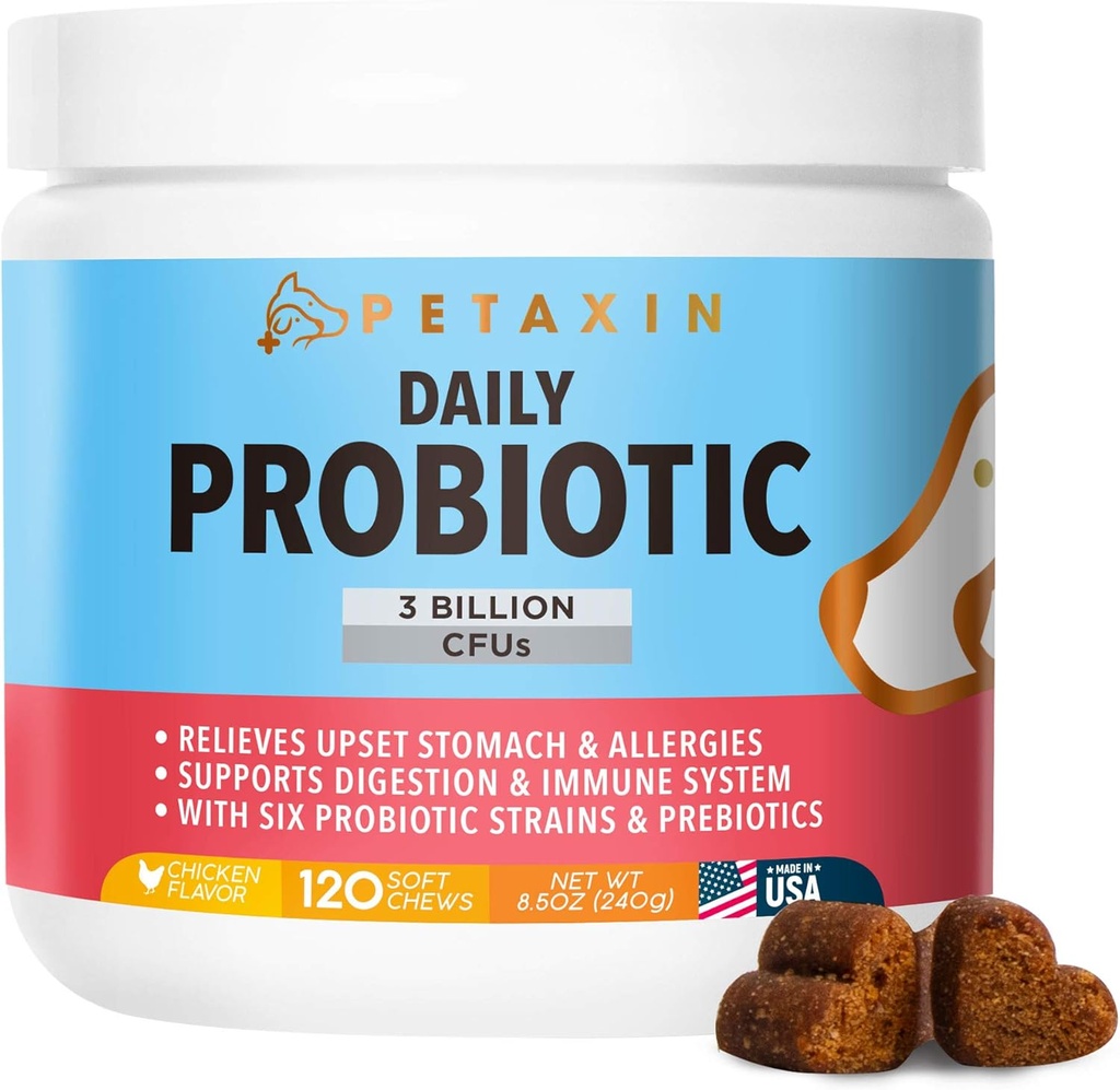 Köpekler için Probiyotikler - Prebiyotiklerle 6 Strains - Destekler Digestive ve Immune System - Diarrhea, Bad Breath, Allergies, Gas, Constipation, Hot Spots - ABD'de Yapıldı - 120 Chews