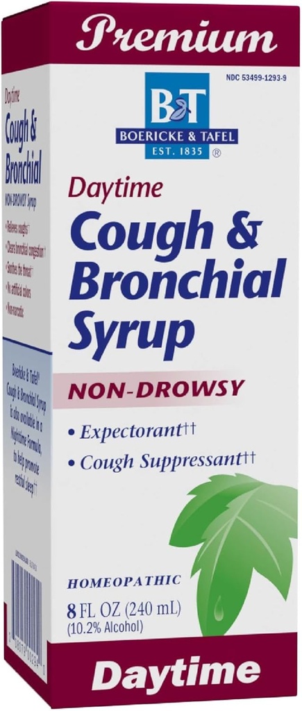 Nature's Way Boericke & Tafel Daytime Cough & Bronchial Syrup, Cough Suppressant & Waitorant, Non-Drowsy, 8 Fl. Oz Oz