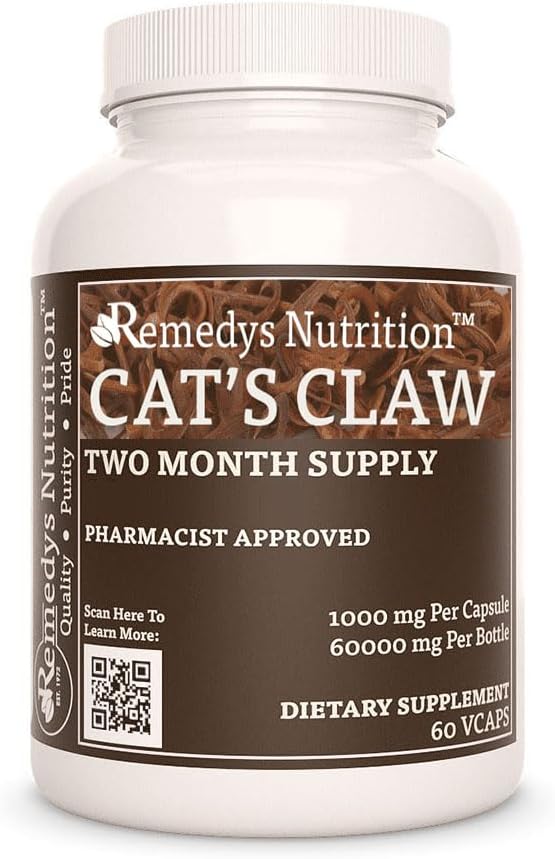 Remedy'nin Beslenme Kedisi Claw Bark & Root | 1.000 mg, 60 Vegan Capsules Herbal Diyetsel Supplement | Two Moon Supply