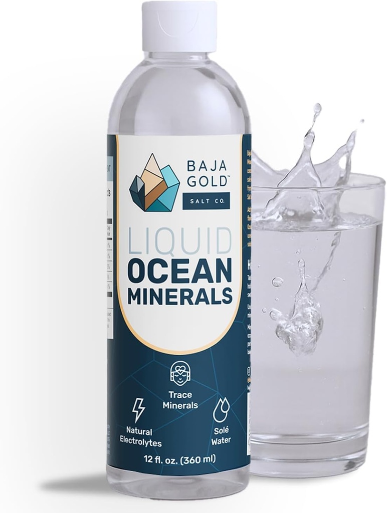 Baja Gold Liquid Trace Mineral Drops – Pure Ocean-Based Minerals for Water & Food | Unrefined Electrolytes for Balanced Taste | Mineral-Rich Saline Solution & Oral Cleanse | 12 fl oz, 90-Day Supply.