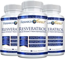 Araştırma Doğrulanmış Resveratrol - 98 Trans-Resveratrol 1000 mg, Anti-Aging Support - Şişe başına 60 Capsules - 3 Şişeler - 3 Şişeler