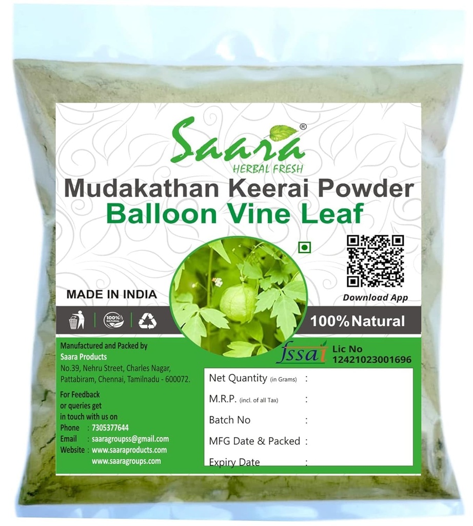 Nutranix bhm HERBAL FRESH Mudakathan Keerai Toz,100g, Balon Vine Leaf Toz, Kanphata, Budda Kakara, Agniballi, Jyotishmati Leaf Toz,100g, (pack 1 x 100g)