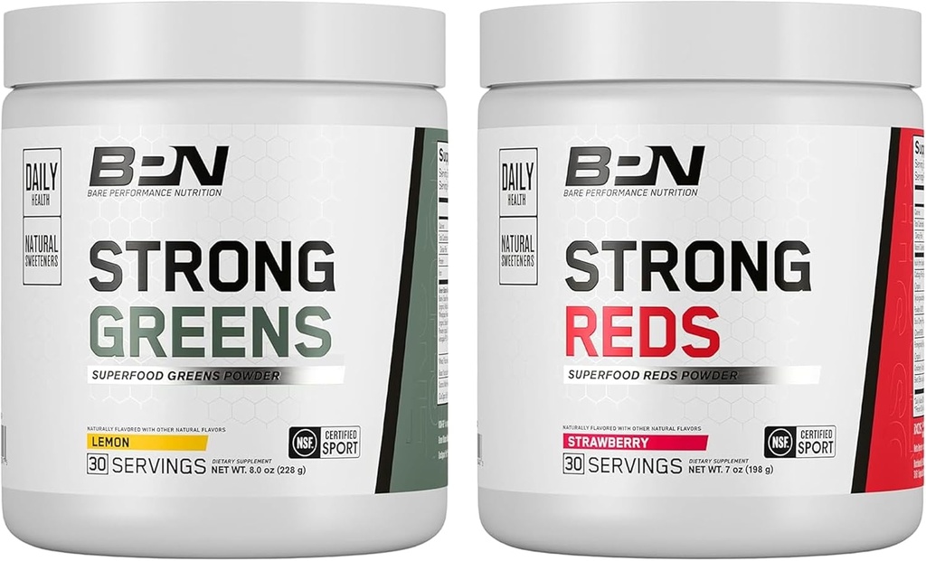 BARE PERFORMANCE NUTRITION BPN Ισχυροί Πράσινοι (Lemon) & Κόκκινοι (Strawberry) Superfood Bundle