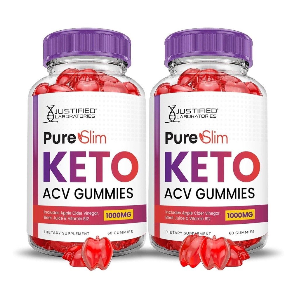 Justified Laboratories (2 Pack Pure Slim DW ACV Gummies Advanced Formula 1000MG PureSlim Keto Gummies Apple Cider Vinegar Formula B12 Vegan Non GMO 120 Gummys