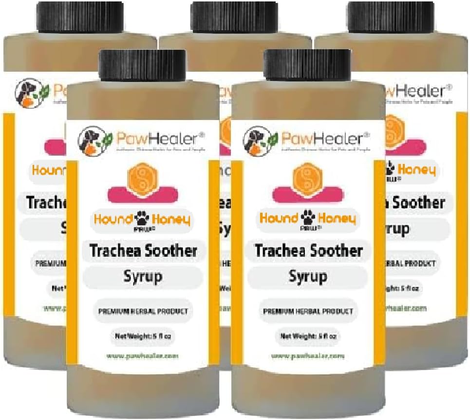 Trachea Soother Syrup 5PAK Hound Honey - Natural Herbal Remedy for Slapd Trachea - Tastes Good - Easy to Administer (5 fl oz/ea)