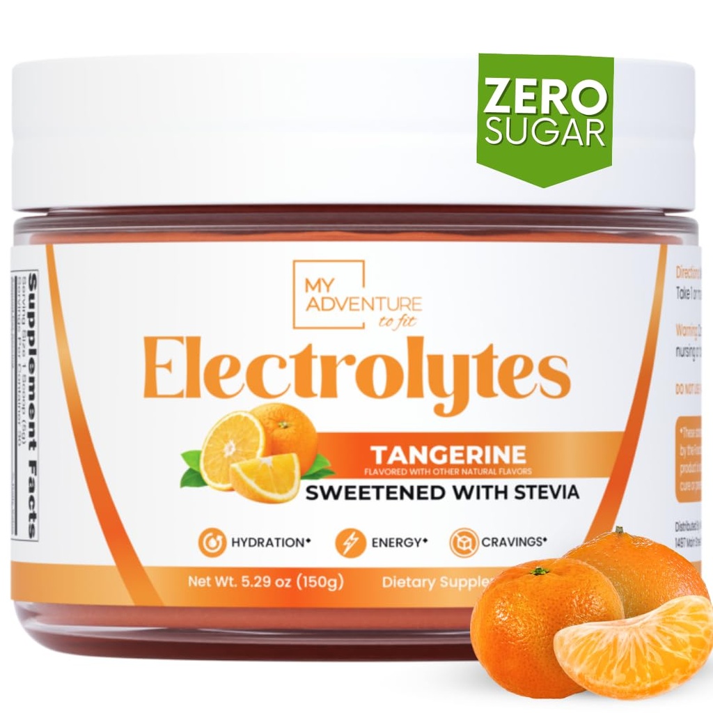 Zero Sugar - Tangerine Electrolytes Powder - Αναζωογονητική ενυδάτωση - Caffeine Free Energy με όλα τα φυσικά συστατικά - Vegan, Keto & Paleo - Sugar Free Electrolytes Hydration Drink Mix - 30 Μερίδες