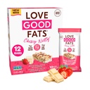 Love Good Fats Chewy Nutty White Chocolatey Strawberry Keto Bars - Low Carb Protein Snacks - 12 paket (1.59oz / 45g her bar)