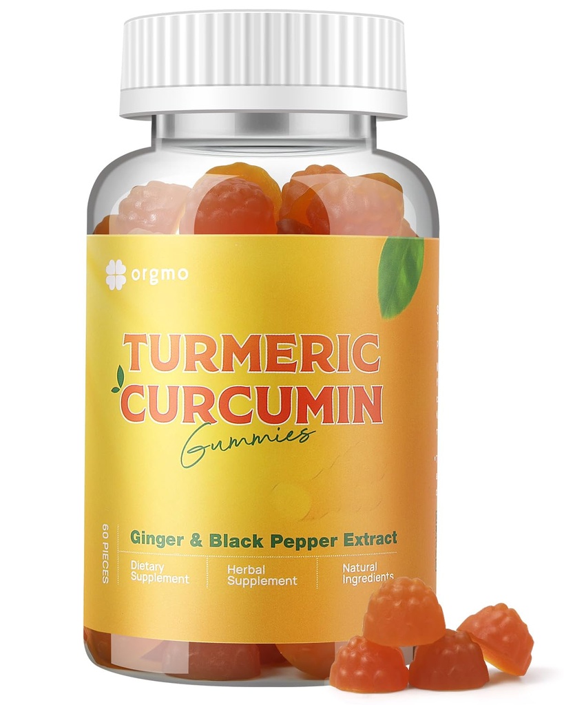 Turmeric Gummies με Μαύρο Πιπέρι για Φλεγμονή, Turmeric και Ginger συμπλήρωμα για την Ανοσολογική Κοινή Υποστήριξη, Ζάχαρη Δωρεάν Κουρκουμίνη Ginger Gummies για Ενήλικες Vegan Μη-GMO
