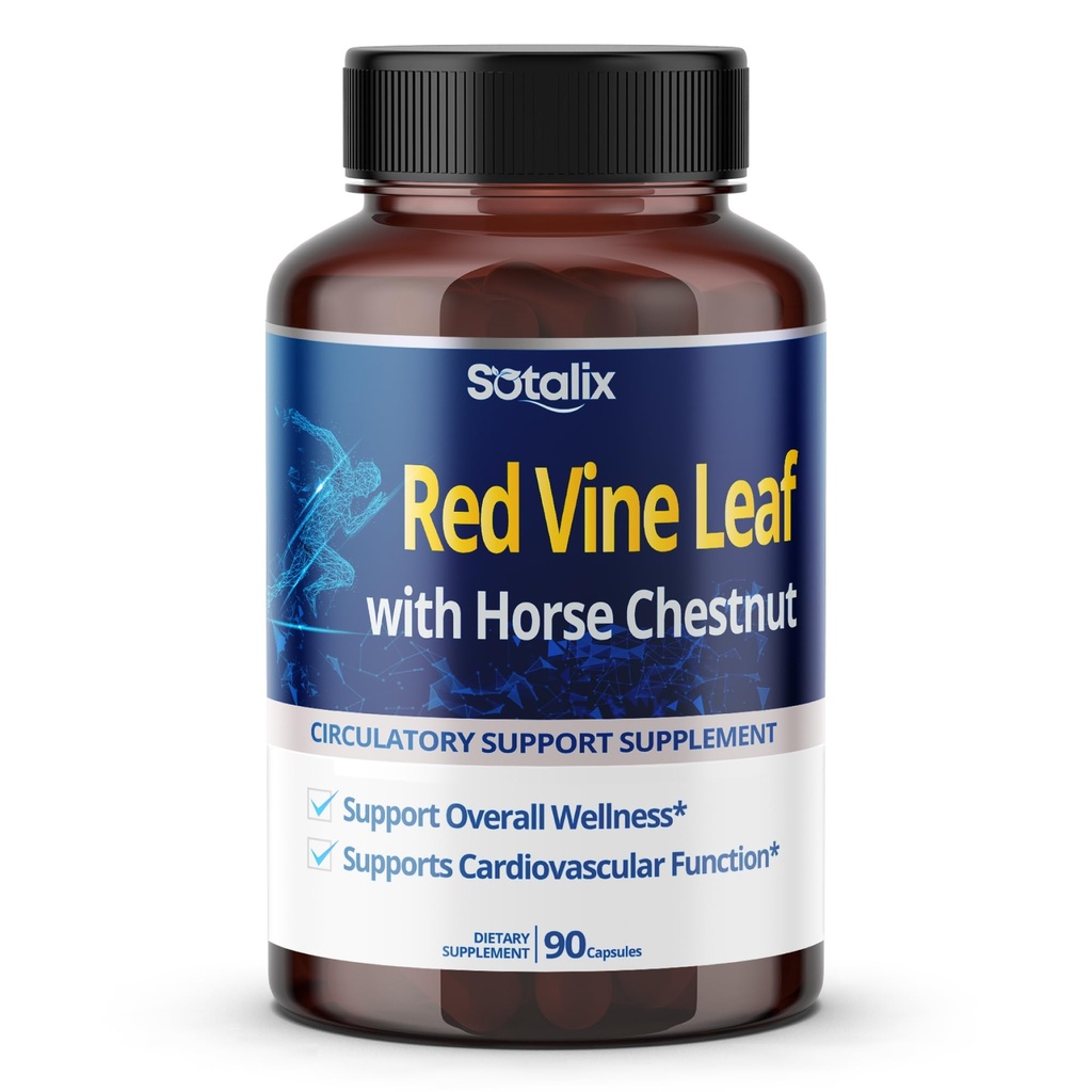 Red Vine Leaf ve Horse Chestnut, Leg Vein Destek, Skin, Heart Wellness - ABD'de Yapılan 50 Flavonoyak