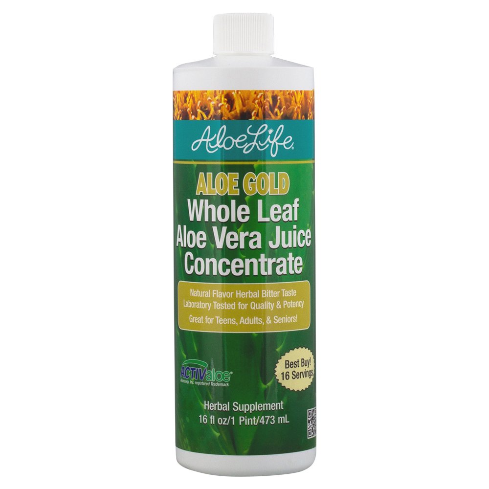 Aloe Life - Whole Leaf Aloe Vera Juice, sertifikalı Organik, Gluten-Free (Aloe Gold, 16 oz)