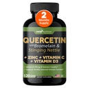 C ve çinko ile Quercetin - Nettle Quercetin - Quercetin 500 mg - Bromelain - çinko Quercetin + Vitamin D3 - 120 Veggie Caps - (Non-GMO, Gluten-Free, Vegan) - 2 ay Supply