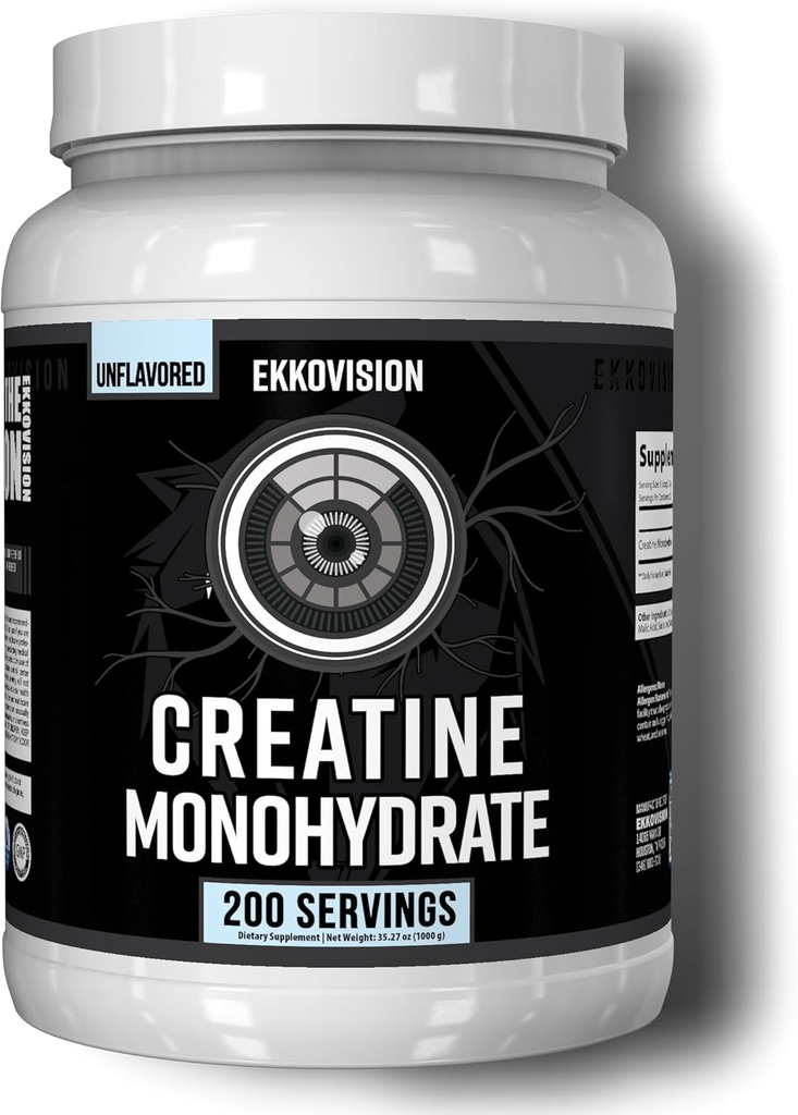 Ekkovision Tinatine Monohidrat Toz, Micronized, Unflavored, Pre Workout & Post Workout Supplement for Men and Women, Energy Support, Easy to Mix in Shakes, Smoothies & Beverages, 200 Hizmetler