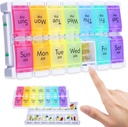 MERICARGO Haftalık Pill Organizer 2 Times a Day, Easy Fill Large Pill Box 7 Day, Am Pm Tıp Organizer, Push Düğme Günlük Pill Case for Vitamin, Fish Oil, Supplements Case for Vitamin, Fish Oil, Supplements