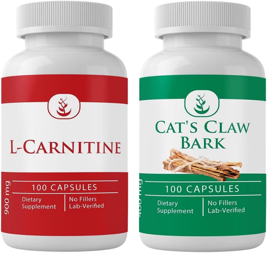 PURE ORIGINAL INGREDIENTS L-Carnitine ve Cat's Claw Bark Sche, 100 Capsules Her, Always Pure, Nomixs or Fillers