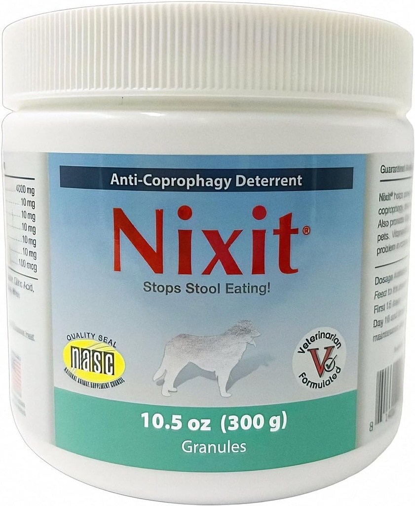 Nixit Stool-Eating Προληπτικό για σκύλους - Συμπλήρωμα βιταμίνης Β - Συκώτι κοτόπουλο και φυσικό ψάρι Γεύση σκόνη - 10,5 oz
