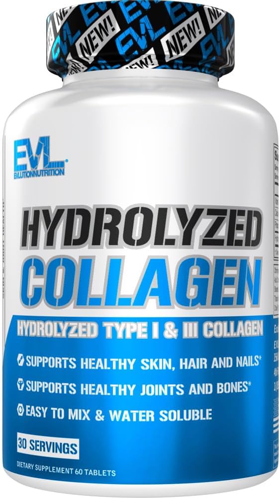 Evlution Beslenme Hidrolyzed Collagen - 1400 mg Hydrolyzed Tip I & III Collagen - Ortak + Bone Support - Skin + Hair + Nail Supplement - DW + Paleo - 30 Hizmet