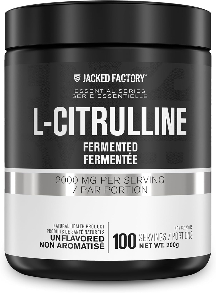 Jacked Factory L-Citrulline - Fermented L Citrulline Toz, Nitrik Oksit Artan Kan Akışı, Güçlü ve Endurance - 100 Hizmet, Unflavored