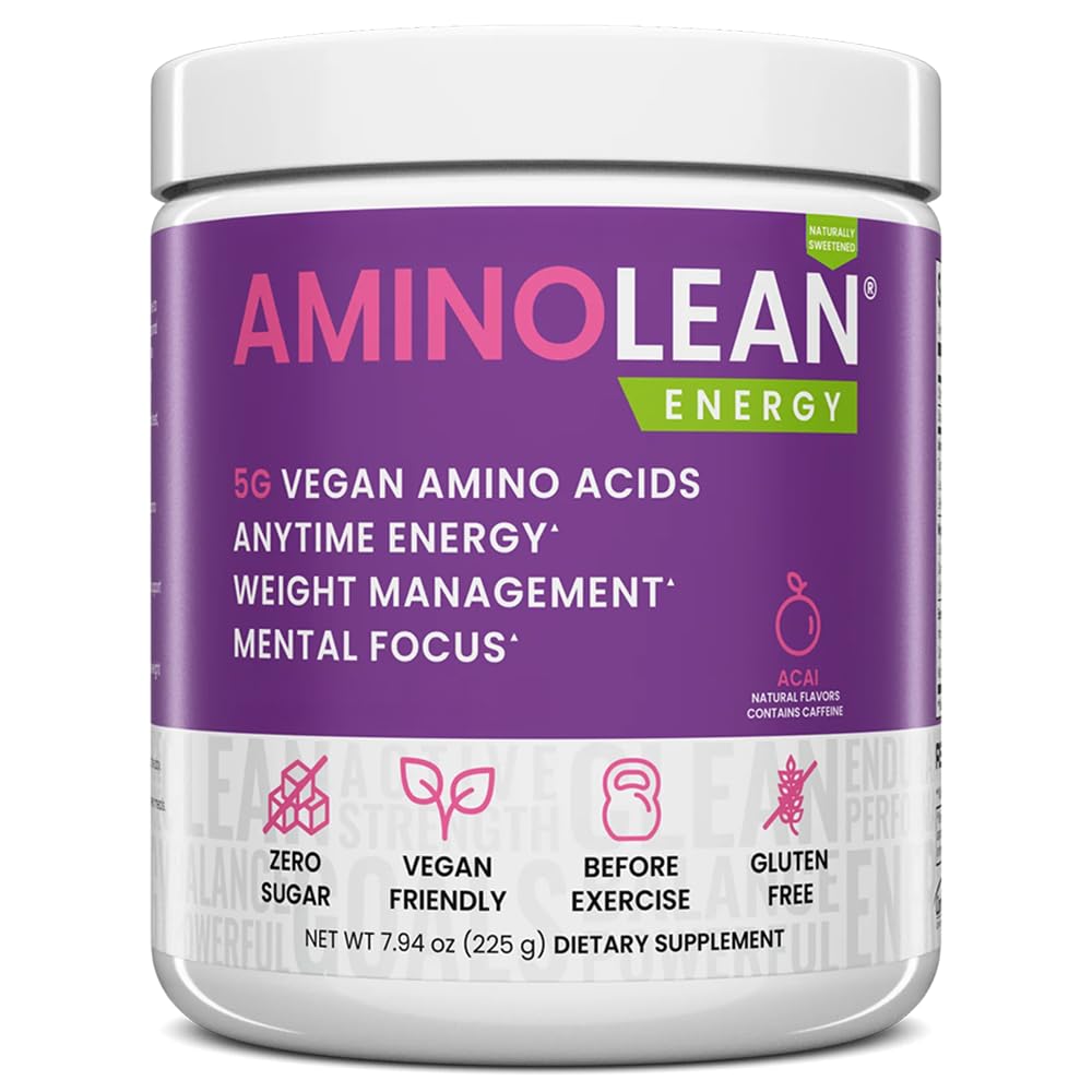 RSP NUTRITION AminoLean Natural Pre Workout Toz, Sucralose Free Platinum Energy with No Yapay Dyes, Vegan BCAAs and Kilo Management, Acai, 25 Serv