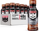 Muscle Milk Pro Gelişmiş Beslenme Protein Shake, Knockout Chocolate, 14 Fl Oz Şişe, 12 Pack, 40g Protein, 1g Sugar, 16 Vitamins & Minerals, 6g Fiber, Workout Recovery, Ambalaj Vary