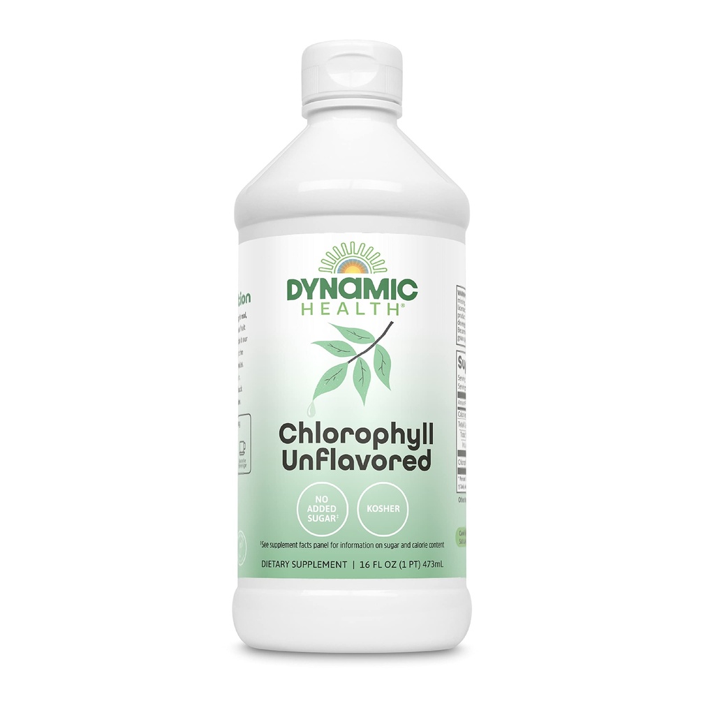 Dinamik Sağlık Sıvı Klorophyll Unflavored 100 mg, sodyum Copper Chlorophyllins with Alfalfa and Mulberry Leaves, Plant Cleanse and Deodoring, NoEDIT Sugar, 16 Fl Oz