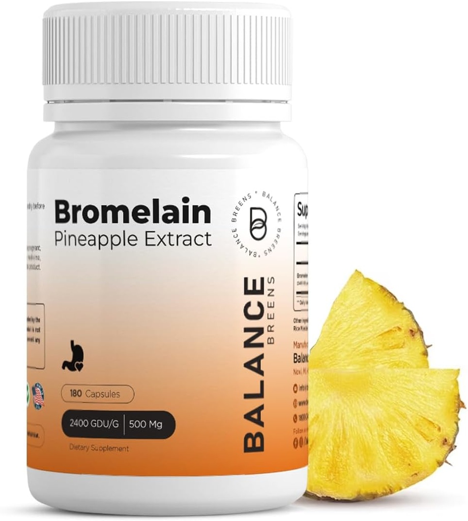 Bromelain 500 mg - Pineapple Extract Digestive Enzyme - Destekler Digestion and Joint Support Supplement - by Balance Breens