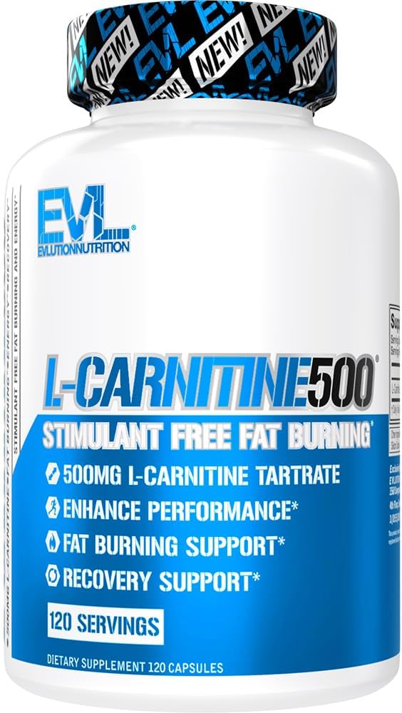 Kilo Kaybı Desteği için EVL L-Carnitine Supplement - Kilo Kayıp Kas Büyümesi ve Fat Yanak Desteği için 500 mg Diyet Pills - Stimulant Free L Tartrate - 120 Hizmet