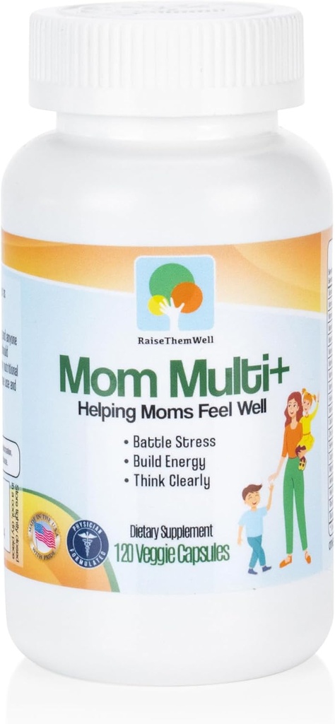 Ανεβάστε τα καλά Mom Multi+ καθημερινή πολυβιταμίνη για τις γυναίκες με ενεργό φολικό, προσαρμογόνα & Bacopa, ενέργεια, άγχος και γνωστική υποστήριξη, 120 κάψουλες λαχανικά
