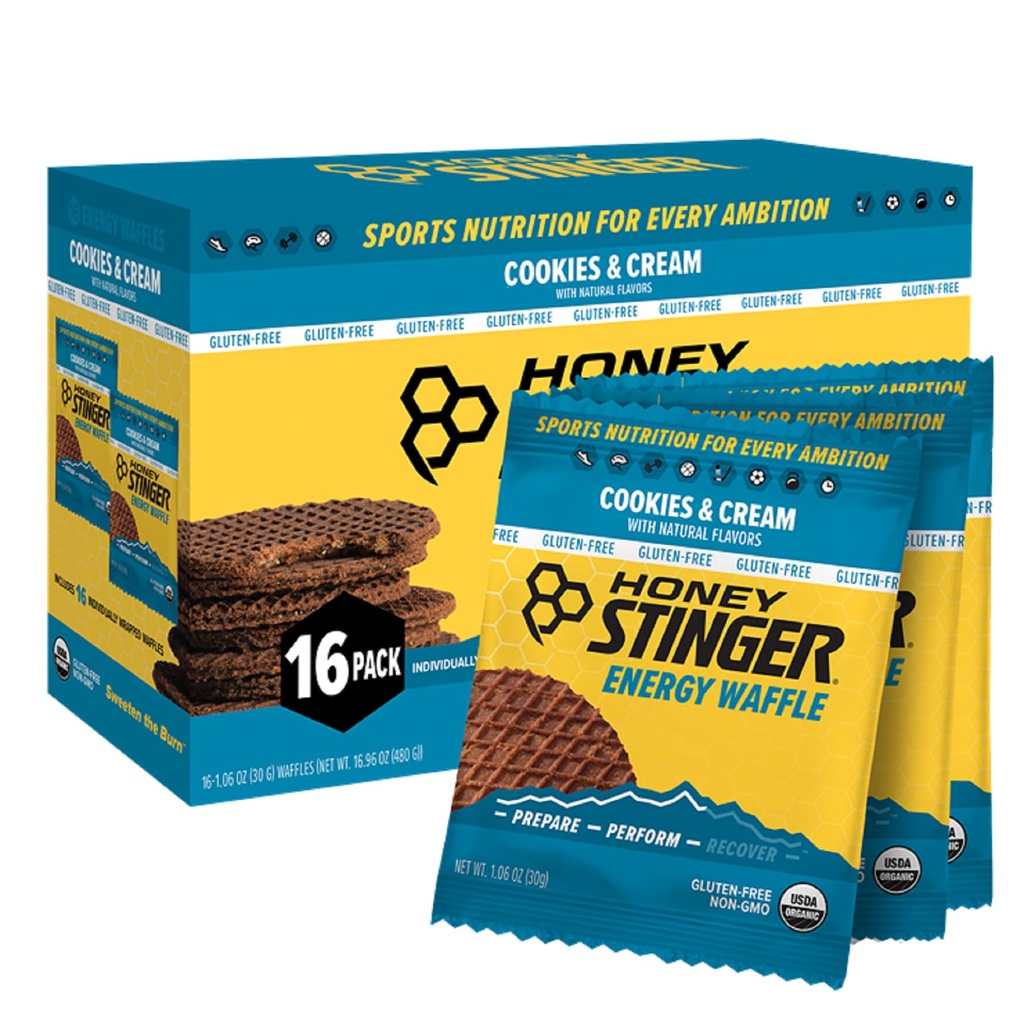 Μέλι Stinger Βιολογικά Χωρίς Γλουτένη Cookies & Κρέμα Βάφλα, Ενέργεια Stroopwafel για Άσκηση, Αντοχή και Επιδόσεις, Αθλητική Διατροφή για Σπίτι & Γυμναστήριο, Προ & Κατά τη διάρκεια της προπόνησης, 16 Βάφλες, 16.96 Ουγγιά