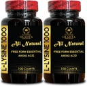 L-LYSINE 1000 mg Free Form Amino Asit Essential - Saf 1000 mg Amino Asit, Free Form Amino Asits, L Lysine Complex, Amino Asits - 2 Şişe 200 Counts