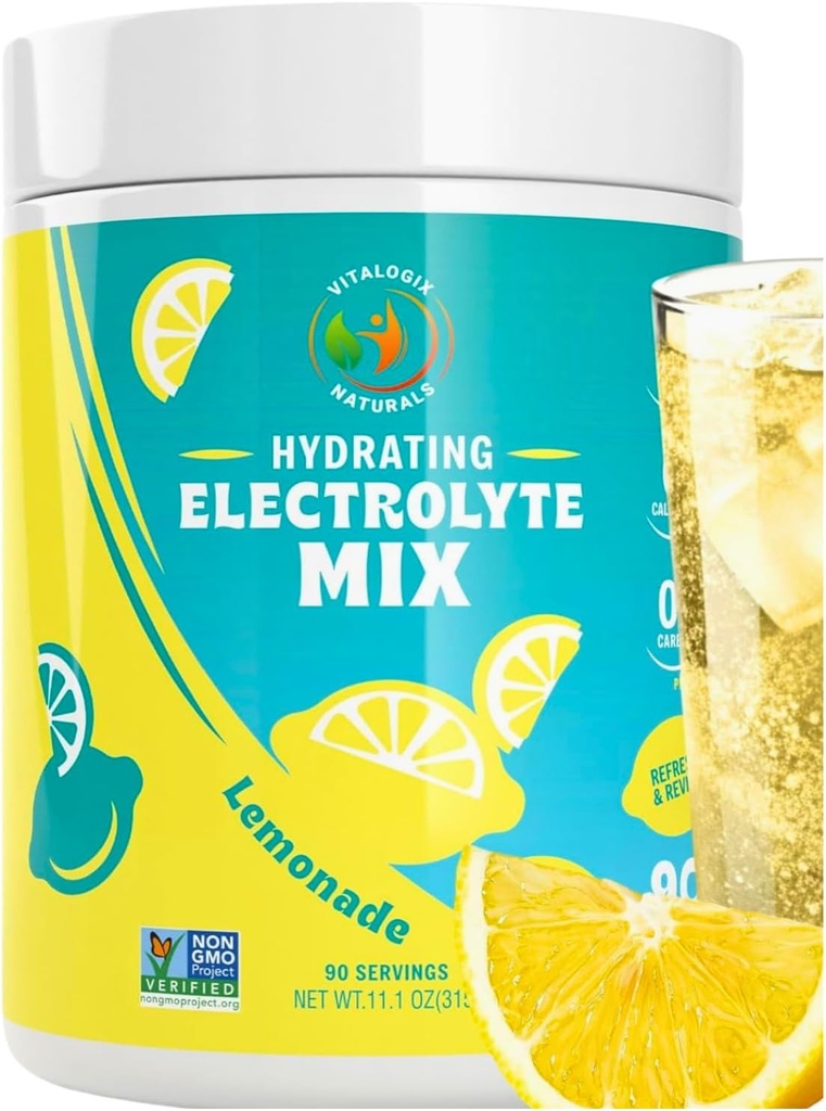 Elektrolyte Toz – Zero Sugar Lemon Hydration Mix | 90 hizmet | DW, Vegan, Gluten-Free | Natural Electrolytes for Muscle Recovery, Energy & Immune Support | Electrolyte Drink for Women