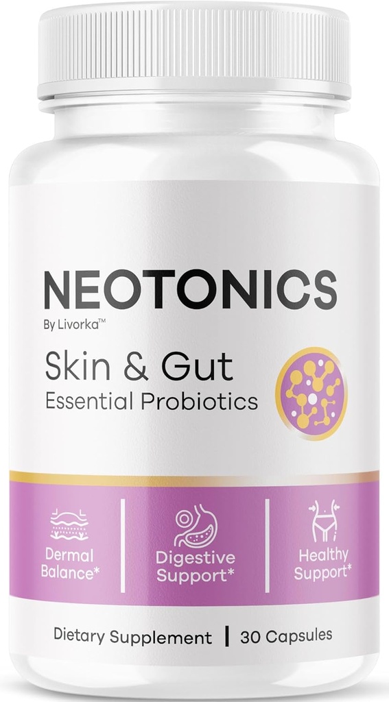 Neotonics Capsules - Official Neotonics Skin & Gut Essential Probiotics, Advanced Formula Neotonics Skin and Gut Organic, All Natural Supplement Neotonics Review, 30 Capsules for 1 Month
