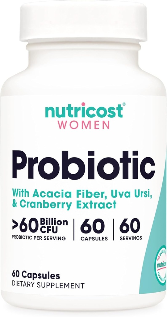 Nutricost Probiotic for Women 60 Billion CFU, 60 Capsules, Complex with Acacia Fiber, Uva Ursi, & Cranberry Extract - Non-GMO & Gluten Free