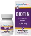 Superior Source Biotin 10.000 mcg - Daily Supplement Supports Hair Health & growth - Natural Biotin Supplement Aids Health Nails & Skin - 60 Sublingual Discrypt Tablets
