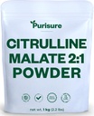 Purisure L Citrulline Malate 2:1 σε σκόνη, 1 kg, συμπλήρωμα και νιτρικό για την απόδοση και την ενέργεια δύναμη, πριν από την προπόνηση L Arginine L Citrulline συμπλήρωμα σκόνης, 334 Σερβίρει