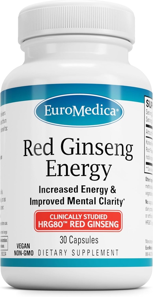 EuroMedica Red BTC Enerji - Sağlıklı Enerji ve Focus'u Desteklemek için Tamam - Kore Kırmızı Deri Tozu - Vegan Tabletleri Sağlıklı Endurance - 30 Capsules
