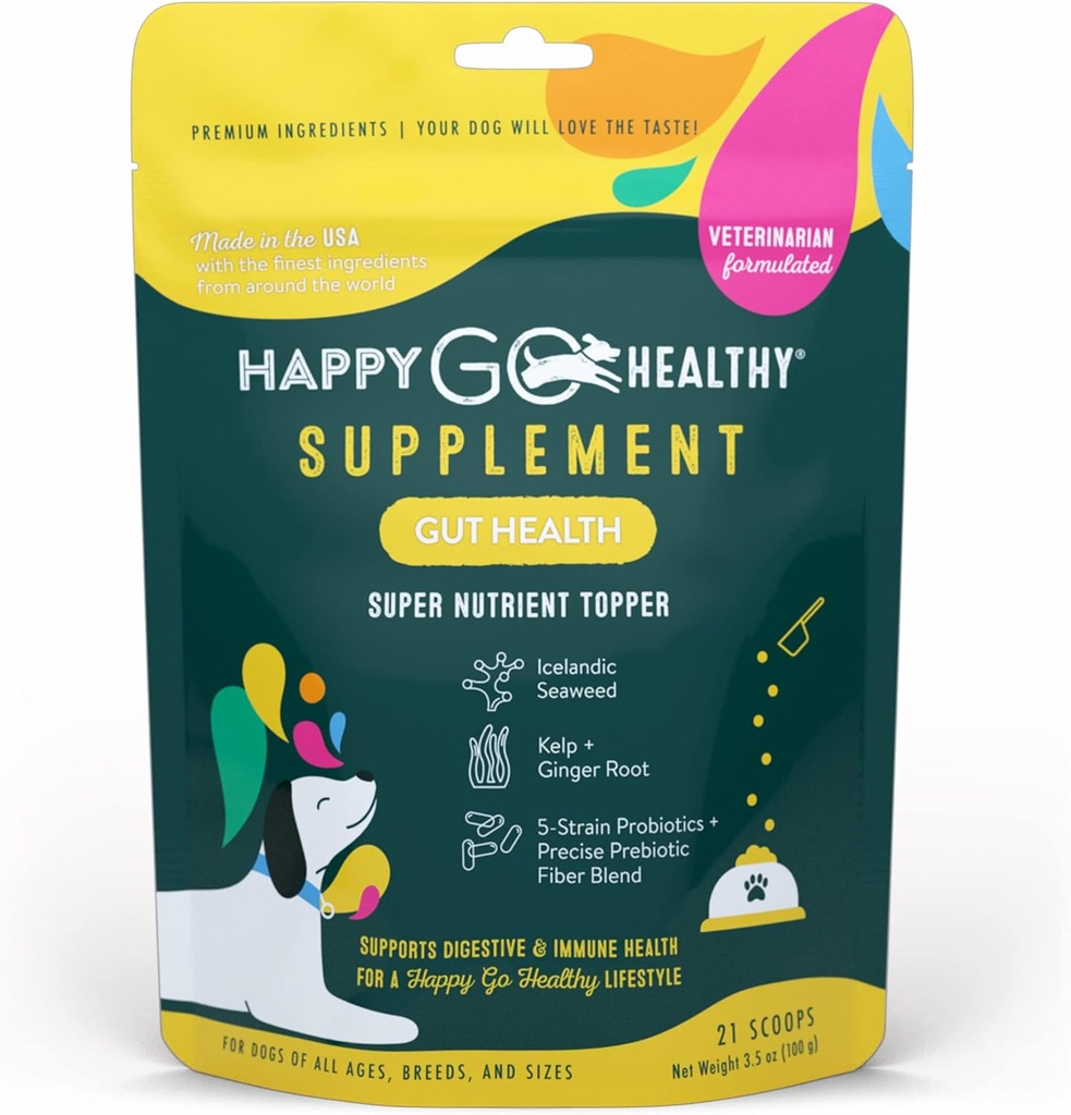 Dog Gut Health Probiyotiks Supplement | Finds Digestive Health and Immune System Support for Dogs and Puppies | All Natural Materialss Tasty Kibble Dog Food Topper | 21 Count Pack