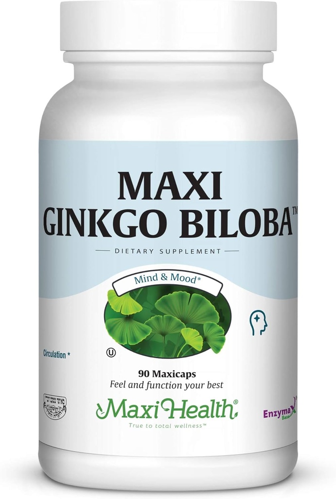 Maxi Health Ginkgo Biloba - Brain and Circulation Formula - 90 Κάψουλες - Kosher (QGB)