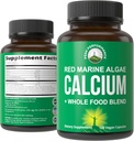 Plantivedis - Red Marine Algaeuba Supplement C, D3, K, Magnezyum ve Tüm Gıda Sebzeli Kek. Bones ve Ortaklar için Vegan Capsules. 120 Pills, Tabletler