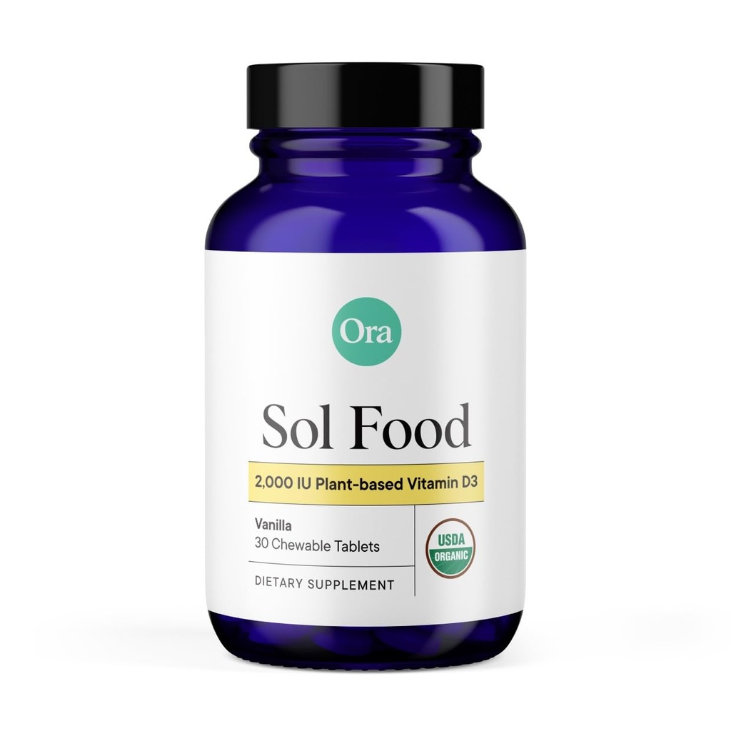 Ora Organik Vitamin D3 2000IU - Vegan Vitamin D Chewables from Lichen for Bone Health, Immune Support, & Mood | Maksimum Aborpsiyon - 1 Ay Supply, 30 Vegan Chewable Vanilla Tabletleri