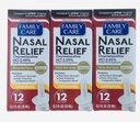 Family Care Nasal Relief Pump Mist Spray .5OZ [ 3 Paket]