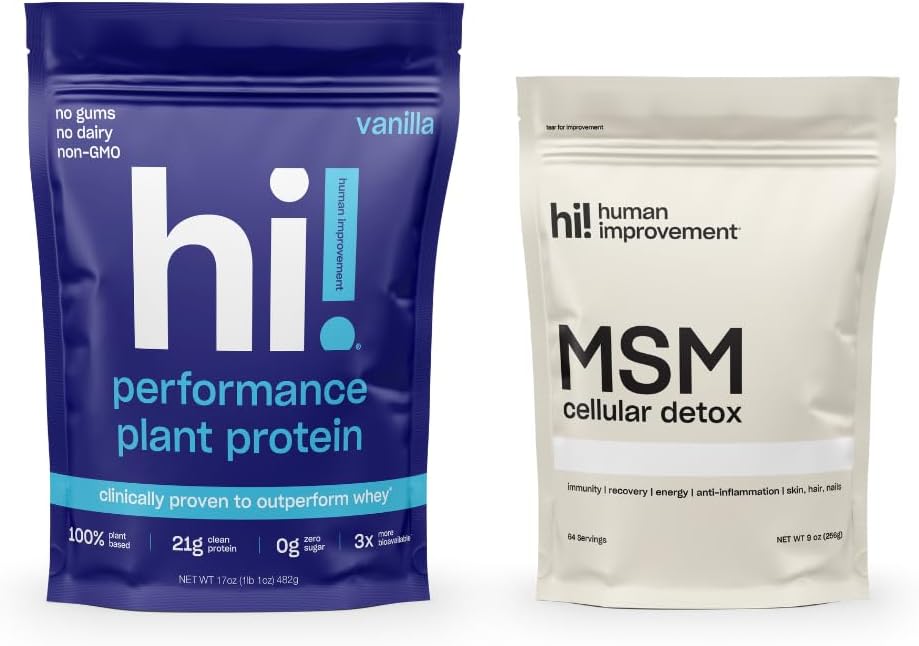 Ανθρώπινη βελτίωση Vanilla Performance Protein και MSM Cellular Detox Bundle