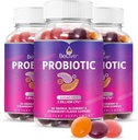 Canlı Probiyotik Gummies - Digestive Health için 5 Milyar CFU ile Probiyotikler, Erkekler, Kadınlar ve Çocuklar Immune Support, Sugar Free & Vegan - Blueberry, Strawberry & Orange | 3Pack