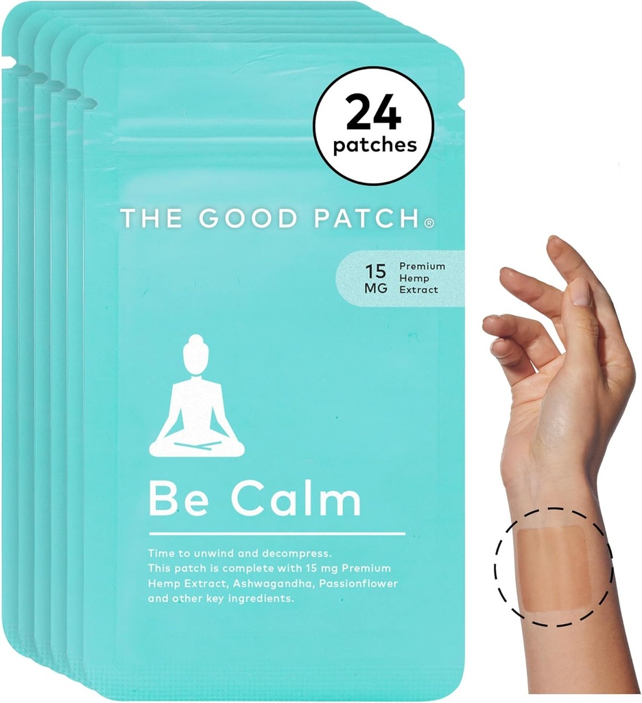 Good Patch Hemp ile Calm Patch, Unwind + Decompress, Natural Patch with Hemp Extract, Ashwagandha Root, Passionflower, Plant Powered Wearable Wellness, Sustained release (24 Total Patches)
