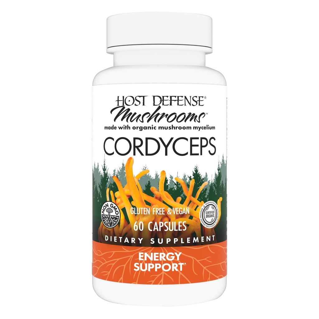 Host Defense Cordyceps Capsules - Immune & Energy Support Supplement - Kidney Health Supplement with Cordyceps - Fitness Support Supplement to Aid Oksijen Uptake - 60 Capsules (30 Hizmetler)*